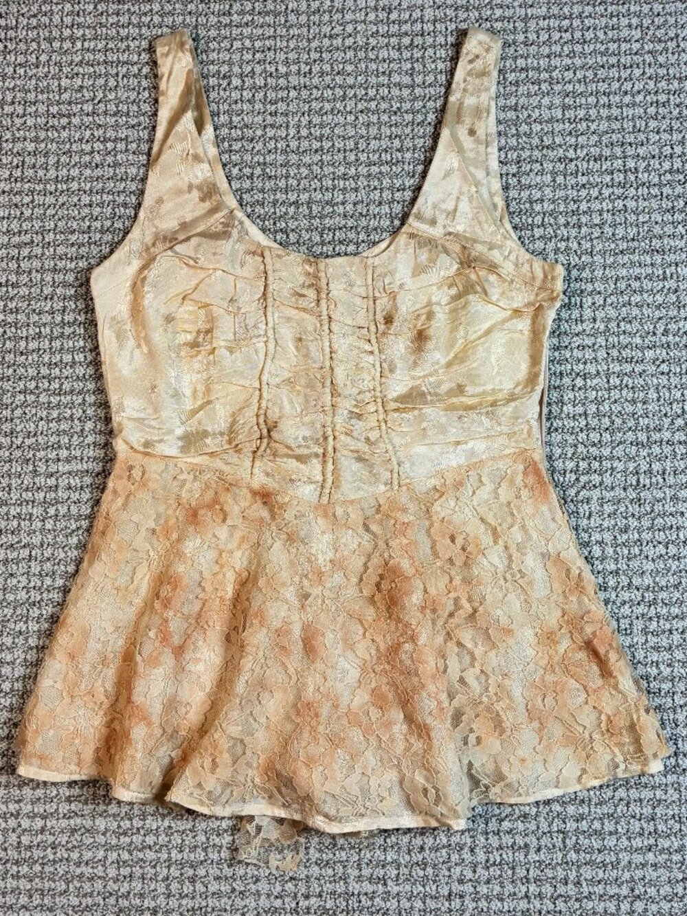 Free People Lace Corset Style Camisole Medium Peach Romantic Fairycore Coquette
